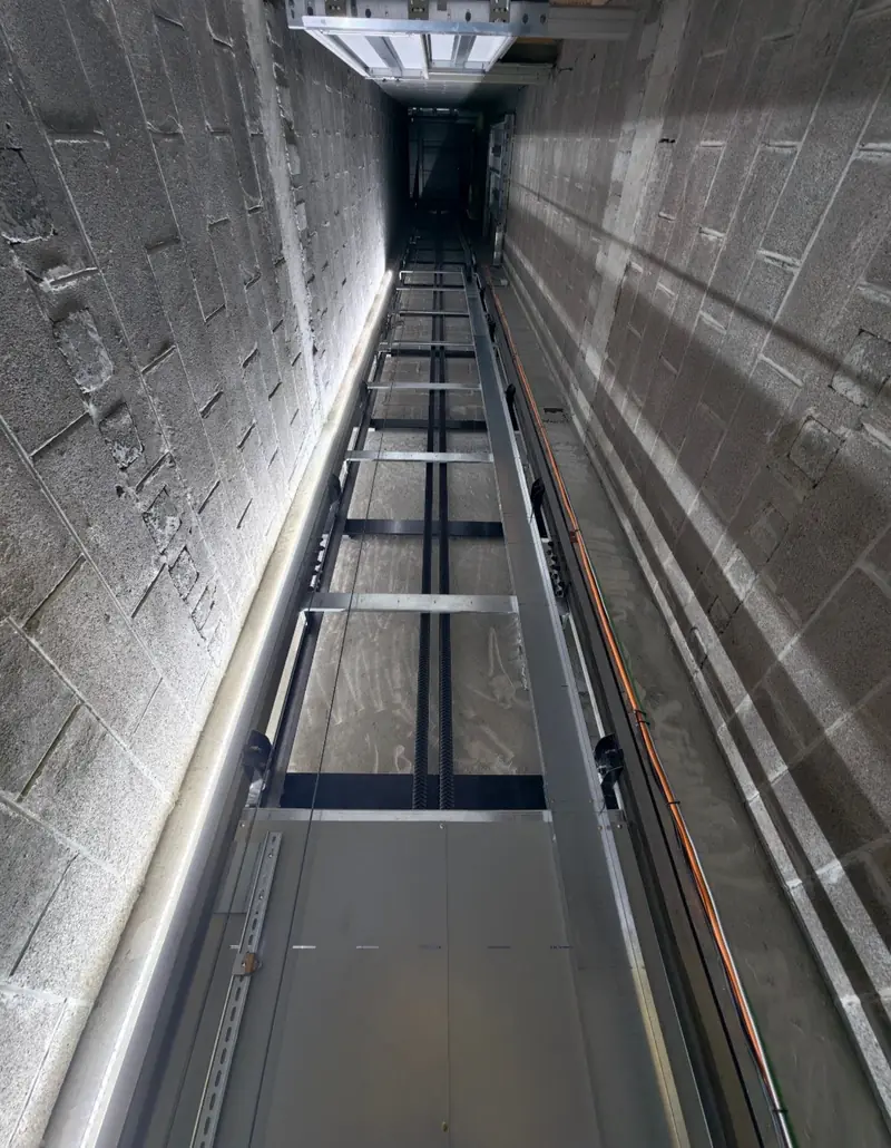 Looking up a lift shaft during installation by Lift Ease