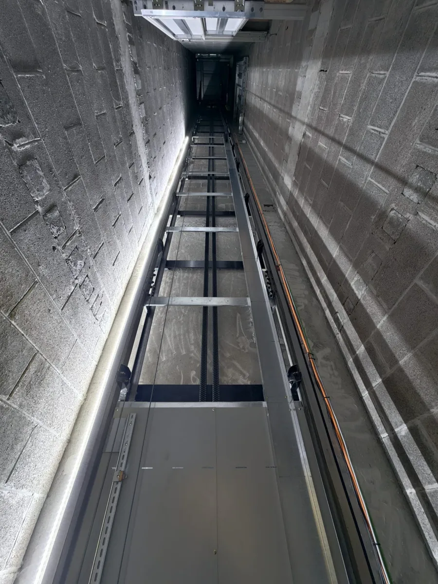 Elevator shaft view showing internal mechanisms, Lift Ease project in Toorak
